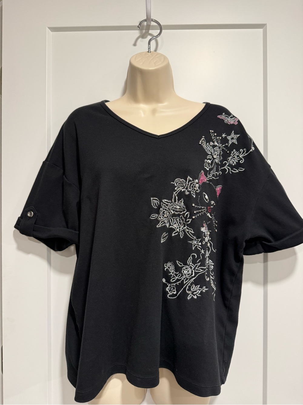🐈‍⬛✨ Vintage Together Classics Black Cat Embellished Top